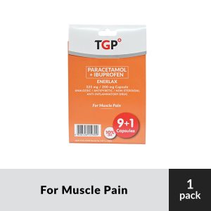 [BUY 9+1] ENERLAX Paracetamol+Ibuprofen Cap 325mg/200mg for muscle pain
