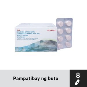 CALCIPLUS Calcium Carbonate+Vitamin D3+Simethicone 750mg/10IU/10mg Chewable Tablet 8s